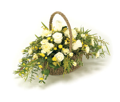 Funeral Basket    Yellow and White