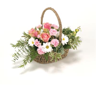 Funeral Basket   Pink & White