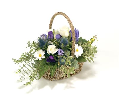 Funeral Basket   Purple, Blue & White