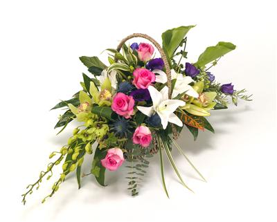 Funeral basket Large   Pink ,Purple,Blue & White