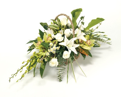 Funeral Basket Large  White & Green