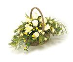 Funeral Basket    Yellow and White