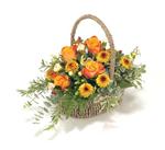Funeral Basket Orange, Bronze & Gold