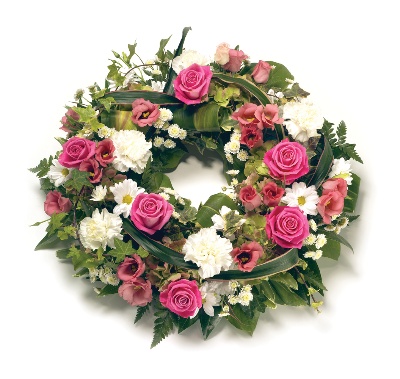 Wreath Leaf Edging  Pink and White